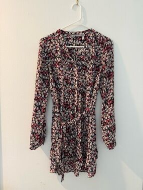 A Pea in the Pod Floral Maternity Blouse Dress in Black, Pink, Cream